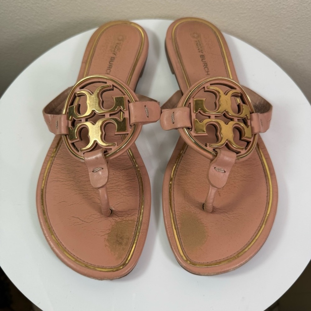 Tory Burch Miller Sandals (light makeup and Gold) size 7.5M